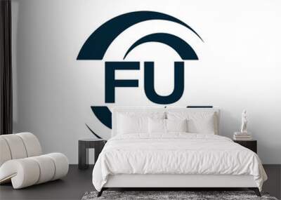 FU logo. F U design. White FU letter. FU, F U letter logo design. F U letter logo design in FIVE, FOUR, THREE, style. letter logo set in one artboard. F U letter logo vector design.	
 Wall mural