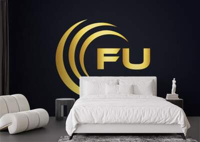 FU logo. F U design. White FU letter. FU, F U letter logo design. F U letter logo design in FIVE, FOUR, THREE, style. letter logo set in one artboard. F U letter logo vector design.	
 Wall mural