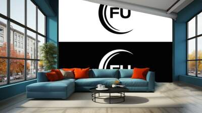 FU logo. F U design. White FU letter. FU, F U letter logo design. F U letter logo design in FIVE, FOUR, THREE, style. letter logo set in one artboard. F U letter logo vector design.	
 Wall mural