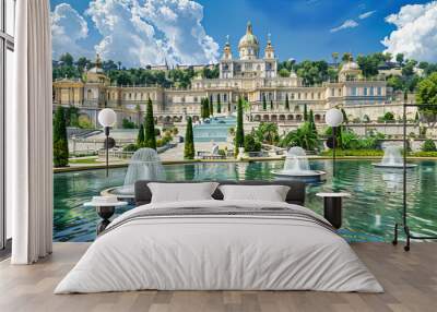 Grand Palace in Madrid, Spain, Magnificent Architecture with Elaborate Gardens Wall mural