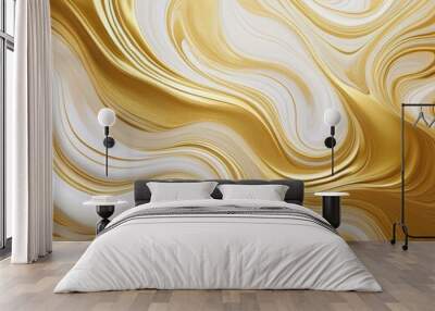 Luxury gold wave illustration background on black background Wall mural