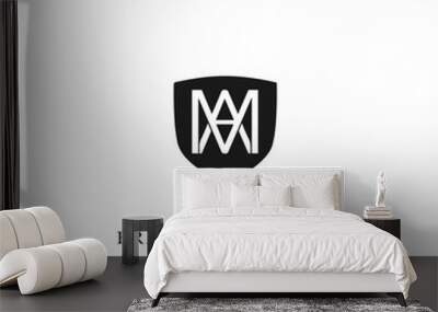 MA logo. M A design. White MA letter. MA, M A letter logo design. Initial letter MA linked circle uppercase monogram logo. Wall mural