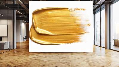 Strokes of golden paint isolated on white background Wall mural