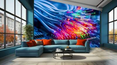 colorful and Vibrant Fiber Optic Cables Photo Wall mural