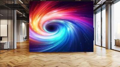  Colorful vortex energy, cosmic spiral waves, multicolor swirls explosion. Abstract futuristic digital background Wall mural