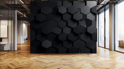 Dark hexagon wallpaper or background Wall mural