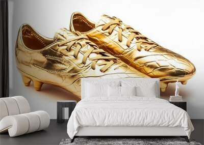 Pair of golden football boots, cut out Wall mural