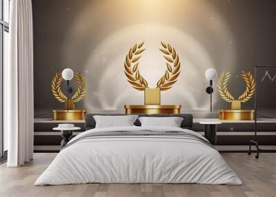 winner award podium prize silver gold trophy win champion pedestal first stage bronze sport. podium  Wall mural