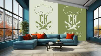 CH initial monogram for chef cooking logo with creative style design. Wall mural