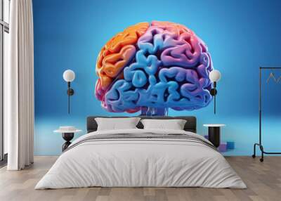 Awesome Futuristic 3D rendering of a detailed and intricate human brain model Wall mural