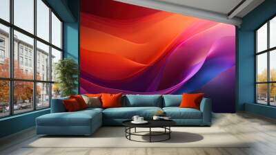 Gorgeous A colorful wave with a red stripe on the left and a orange stripe on the right Wall mural