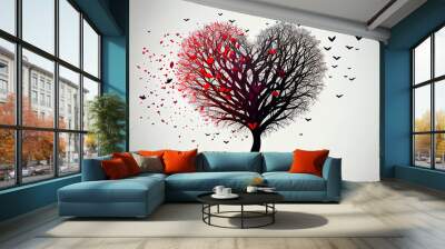 Wonderful Love tree with flying Wall mural