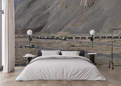 army movement on leh-manali highway; a road that passes through world's highest mountain passes; unc Wall mural