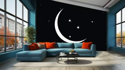 moon and star night icon vector. night moon. star icon. moon vector Wall mural