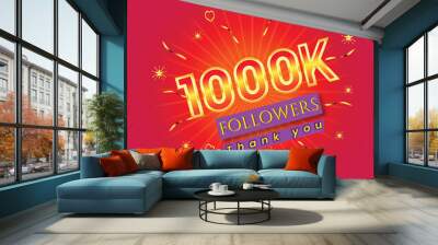 1000 followers thank you celebration template Wall mural