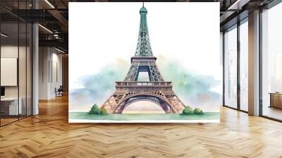 illustration of Eiffel tower isolated on white background or transparent background. Wall mural