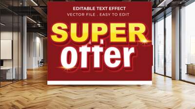 super offer typography Editable text effect 3d Traditional Cartoon template style premium vector Wall mural