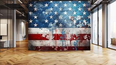 Excellent Grunge american flag on a brick wall Wall mural