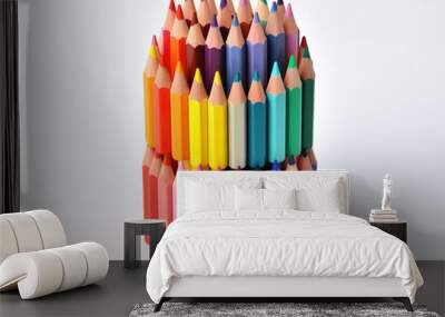 Gorgious Color pencils making a wave over white Wall mural