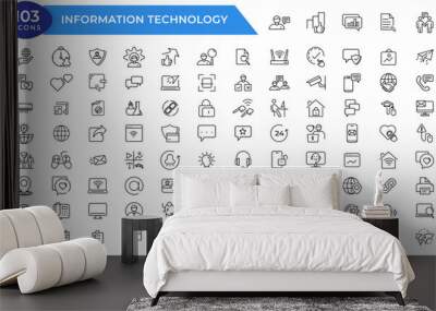 Information technology line icons collection. Big UI icon set in a flat design. Thin outline icons pack. Vector illustration Wall mural