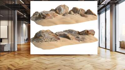 3d illustration of rocks on isolated sand dunes Wall mural