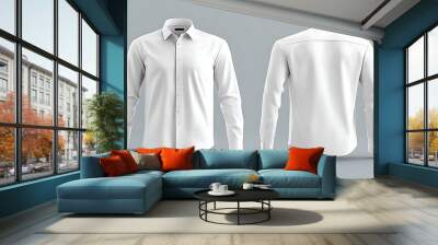 Blank long sleeve collared shirt mockup Wall mural