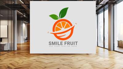 Smile Fruit Orange Logo Design Wall mural