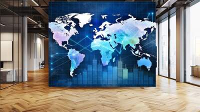 world map and graph Wall mural