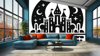 Hindu spiritual temple black silhouette Wall mural