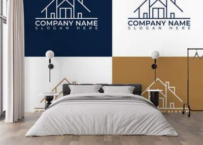 Minimal Line art real estate home logo design Wall mural