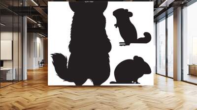 Vector Silhouette collection of Chinchilla animal Wall mural