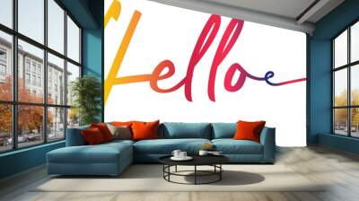 Hello. Lettering for banner, poster and sticker concept with text Hello. Icon message Hello on white background, geometric memphis style. Calligraphic simple logo. Vector Illustration Wall mural