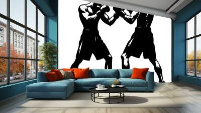 Boxer silhouettes. A boxer stands with a pose vector silhouette Wall mural