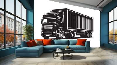 Truck silhouette vector, Vehicle Icons, Garbage truck silhouette vector illustration Wall mural