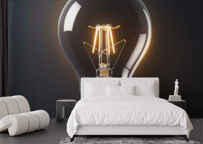 Glowing light bulb fuels ideas of innovation Wall mural