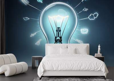 Glowing light bulb fuels ideas of innovation Wall mural