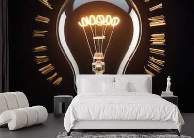 Glowing light bulb fuels ideas of innovation Wall mural