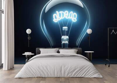 Glowing light bulb fuels ideas of innovation Wall mural