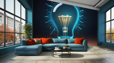 Glowing light bulb fuels ideas of innovation Wall mural