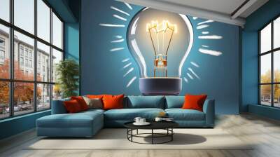 Glowing light bulb fuels ideas of innovation Wall mural