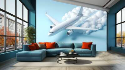 airplane in the clouds Wall mural