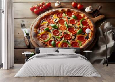 pizza with tomatoes Wall mural