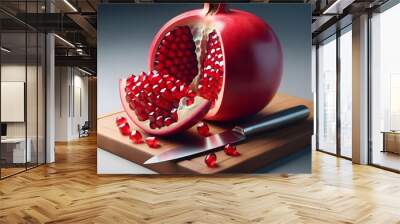 pomegranate on a wooden table Wall mural