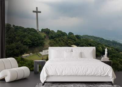 Aerial of Mount Samat National Shrine, a historical shrine located near the summit of Mount Samat in the town of Pilar in the province of Bataan. Wall mural