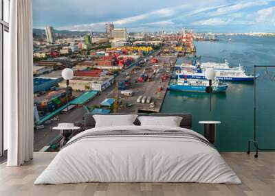 Cebu City, Philippines - Aerial of the Port of Cebu. Wall mural