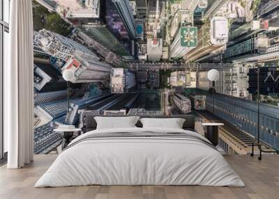 Ortigas, Metro Manila, Philippines - Bird's eye view of Ortigas cityscape. Looking down at highrises. Wall mural