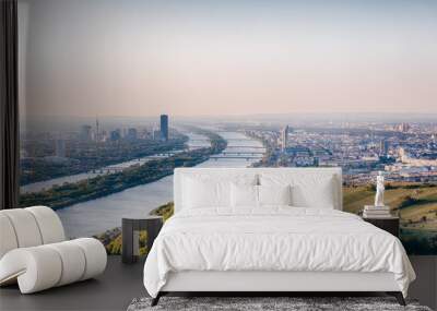 Vienna capital city of Austria in Europe. Panorama view from Kahlenberg. Wall mural