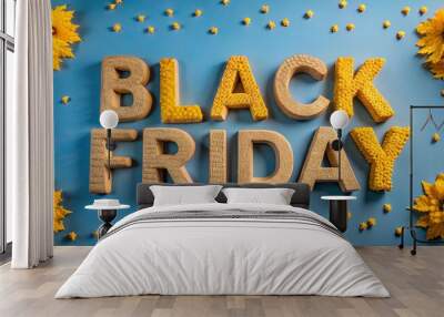 black Friday 3d editable text effect beautiful texture with background Generated  AI Wall mural