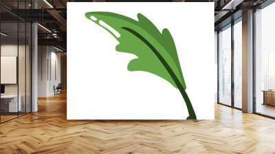 Illustration of sharp shaped green leaf in cartoon style Wall mural