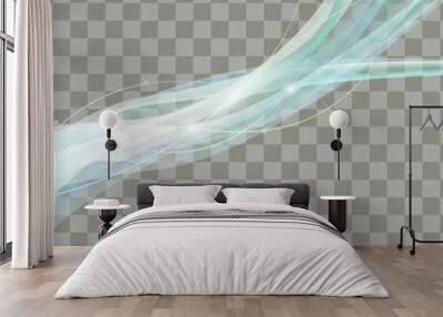 Abstract Blue smooth Wave on Transparent Background. Vector Illustration. Wall mural